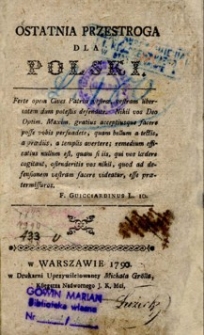 Ostatnia przestroga dla Polski.