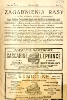 Zagadnienia Rasy z Punktu Widzenia Zdrowia Społecznego 1927 R.9 t.3 nr 9