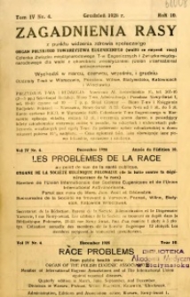 Zagadnienia Rasy z Punktu Widzenia Zdrowia Społecznego 1928 R.10 t.4 nr 4