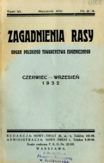 Zagadnienia Rasy z Punktu Widzenia Zdrowia Społecznego 1932 R.14 t.6 nr 2-3