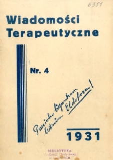 Wiadomości Terapeutyczne 1931 R.3 nr 4