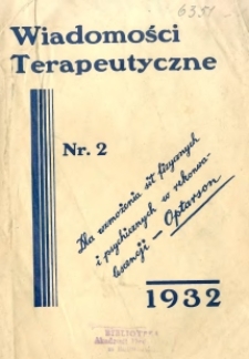 Wiadomości Terapeutyczne 1932 R.4 nr 2