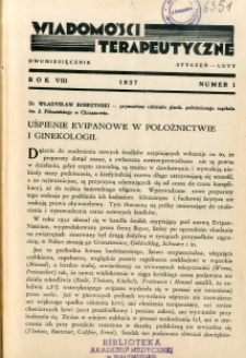 Wiadomości Terapeutyczne 1937 R.8 nr 1