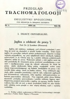 Przegląd Trachomatologji i Okulistyki Społecznej 1933 R.3 nr 1