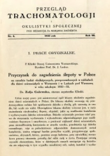 Przegląd Trachomatologji i Okulistyki Społecznej 1933 R.3 nr 4