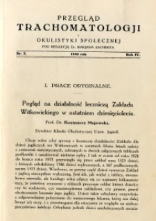 Przegląd Trachomatologji i Okulistyki Społecznej 1934 R.4 nr 2