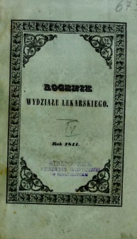 Rocznik Wydziału Lekarskiego w Uniwersytecie Jagiellońskim 1841 T.4