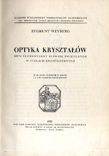 Optyka kryształów : opis elementarny zjawisk świetlnych w ciałach krystalicznych