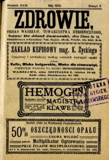Zdrowie 1910 R.26 zeszyt 5