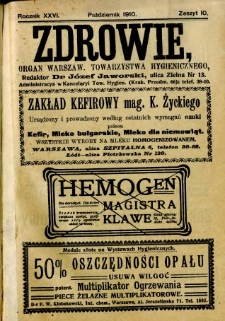 Zdrowie 1910 R.26 zeszyt 10
