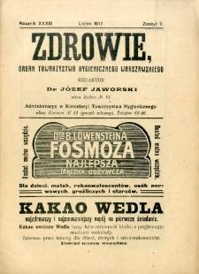 Zdrowie : organ Towarzystwa Hygienicznego Warszawskiego 1917 R.33 zeszyt 7