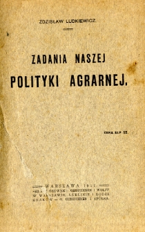 Zadania naszej polityki agrarnej