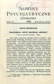 Nowiny Psychjatryczne 1932 R.9 nr 3-4