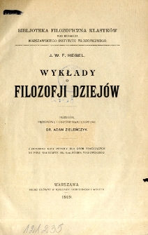 Wykłady o filozofii dziej&oacute;w