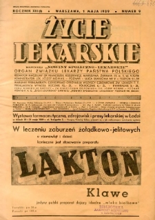 Życie Lekarskie 1939 R.13 nr 9