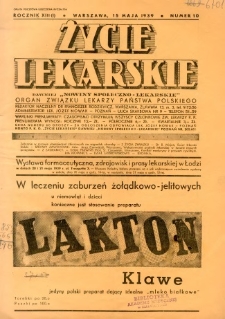 Życie Lekarskie 1939 R.13 nr 10