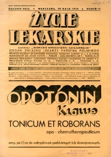 Życie Lekarskie 1939 R.13 nr 11