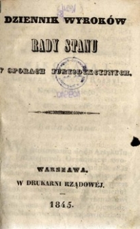 Dziennik wyrok&oacute;w Rady Stanu w sporach jurysdykcyjnych