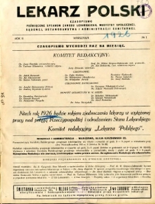 Lekarz Polski 1926 R.2 nr 1