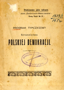 Program tymczasowy Stronnictwa Polskiej Demokracji