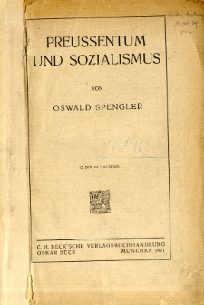 Preussentum und Sozialismus