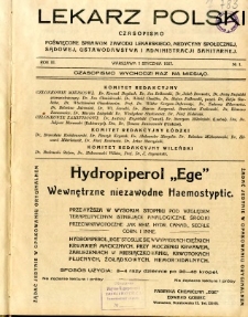Lekarz Polski 1927 R.3 nr 1