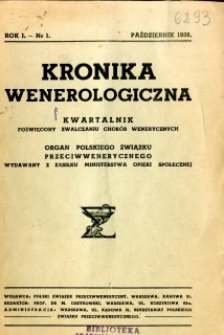 Kronika Wenerologiczna 1938 R.1 nr 1