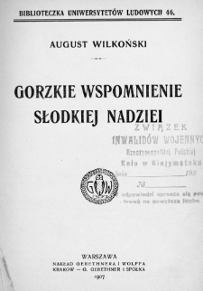 Gorzkie wspomnienie słodkiej nadziei
