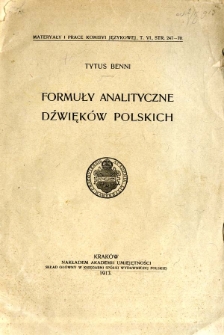 Formuły analityczne dźwięk&oacute;w polskich