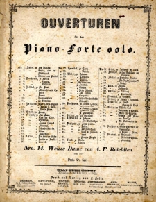 Ouverturen für das Piano-forte solo. Nro. 15, Weisse Dame von A. F. Boieldieu.