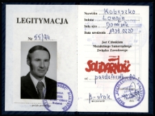 Legitymacja członkowska NSZZ "Solidarność" Longina Kobeszki, XX w.