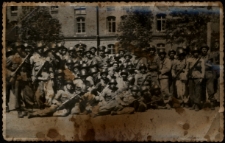 Jerzy Koszewski i 48. Brygada Powszechnnej Organizacji "Służba Polsce", okolice Skierniewic,1951 r.