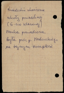 Świadectwo ukończenia Szkoły Powszechnej (tajne nauczanie) Mirosława Szumskiego, Białystok, 1942 r.