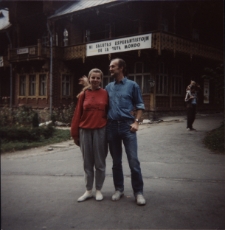 Wczasy dla esperantystów, na zdjęciu Polka i Niemiec, Międzygórze, 1989 r.