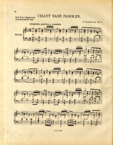 Chant sans paroles, Op. 2 : [für Clavier].