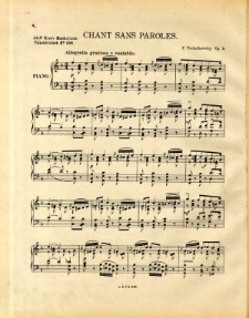 Chant sans paroles, Op. 2 : [f&uuml;r Clavier].