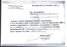 Powołanie Stanisława Wakulińskiego w charakterze rzeczonawcy na posiedzenie Kolegium Rzeczoznawców Pracowni Sztuk Plastycznych - Delegatura w Białymstoku, Białystok, 21 styczeń 1972