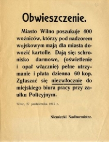 Miasto Wilno poszukuje 400 woźnic&oacute;w [...]