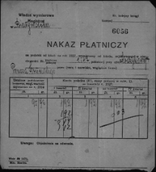 Nakaz płatniczy wystawiony na Wincentego Prusa za podatek od nieruchomości przy ul. Koszykowej 4 i 4a, Białystok, 4 listopada 1927 r.