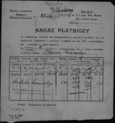 Nakaz płatniczy wystawiony na Wincentego Prusa za podatek od nieruchomości przy ul. Koszykowej 4, Białystok, 19 czerwca 1927 r.
