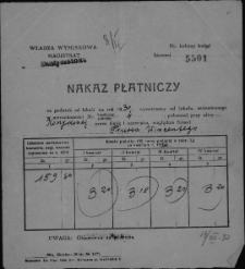 Nakaz płatniczy wystawiony na Wincentego Prusa za podatek od nieruchomości przy ul. Koszykowej 4, Białystok, 14 grudnia 1930 r.