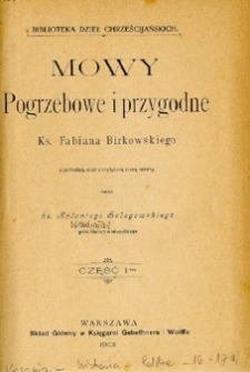 Mowy pogrzebowe i przygodne. Cz. 1