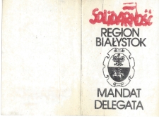 Mandat delegata nr 228/I/13, należący do Lecha Jerzego Gawałkiewicza, Białystok, 1981 r.