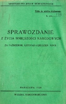 Sprawozdanie z życia mniejszości narodowych za październik, listopad i grudzień 1929 r.