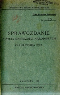 Sprawozdanie z życia mniejszości narodowych za II i III kwartał 1930 r.