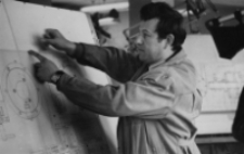 Stanisław Marczuk w dziale konstrukcyjnym Fabryki Przyrządów i Uchwytów, ul. Łąkowa 3, Białystok, lata 70. XX w.