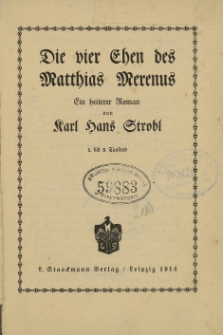 Die vier Ehen des Matthias Merenus : ein heiterer Roman