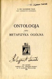 Ontologja czyli Metafizyka ogólna