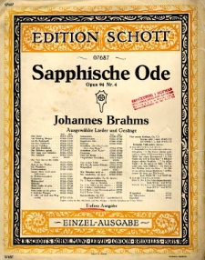 Sapphische Ode : Opus 94 Nr.4 : tiefere Ausgabe.