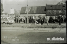 Wypadek drogowy, Białystok, druga połowa lat 70. XX w., fot. ze zbiorów Andrzeja Trzcińskiego